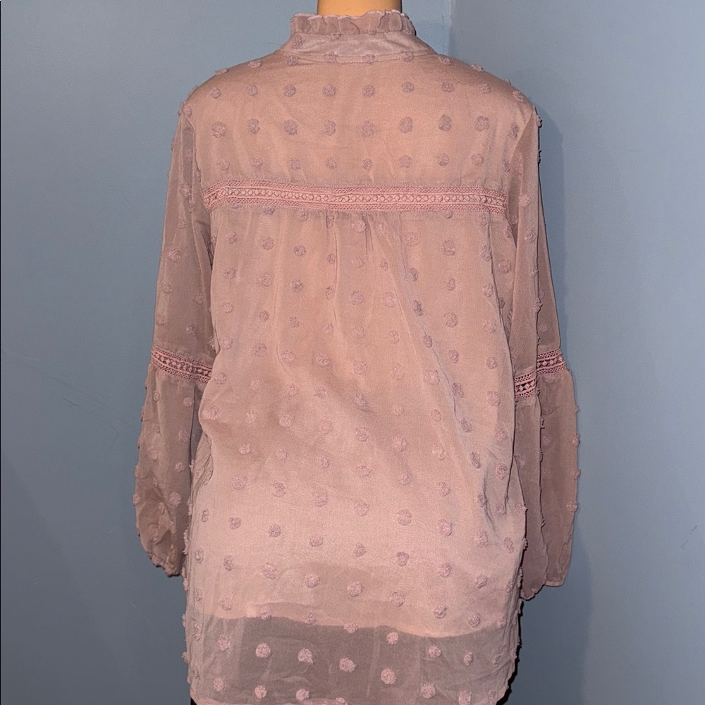 Elegant Sheer Blouse with Delicate Details – Size Large - Picture 2 of 4